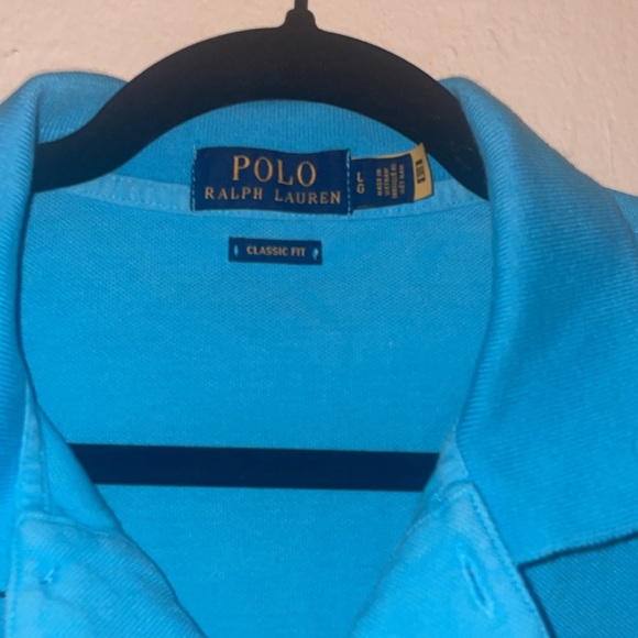 POLO RALPH LAUREN CLASSIC MESH POLO SHIRT BRIGHT POOL BLUE EUC L $125 - Picture 2 of 2